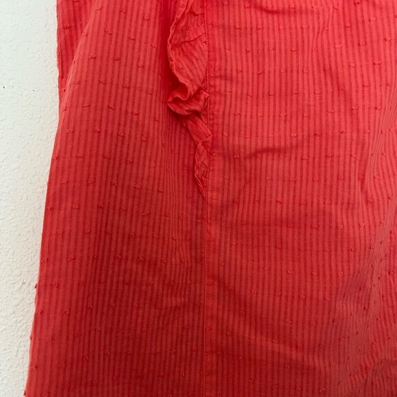 J. Crew Factory Coral Textured Swiss Dot Ruffle Sleeveless Blouse Size 4 - Picture 6 of 7